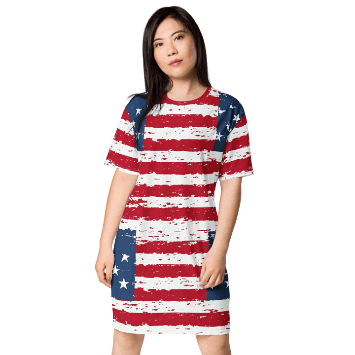 Geaux 31 (On Back) - Vintage Flag Pattern Patriots T-Shirt Dress product image (1)