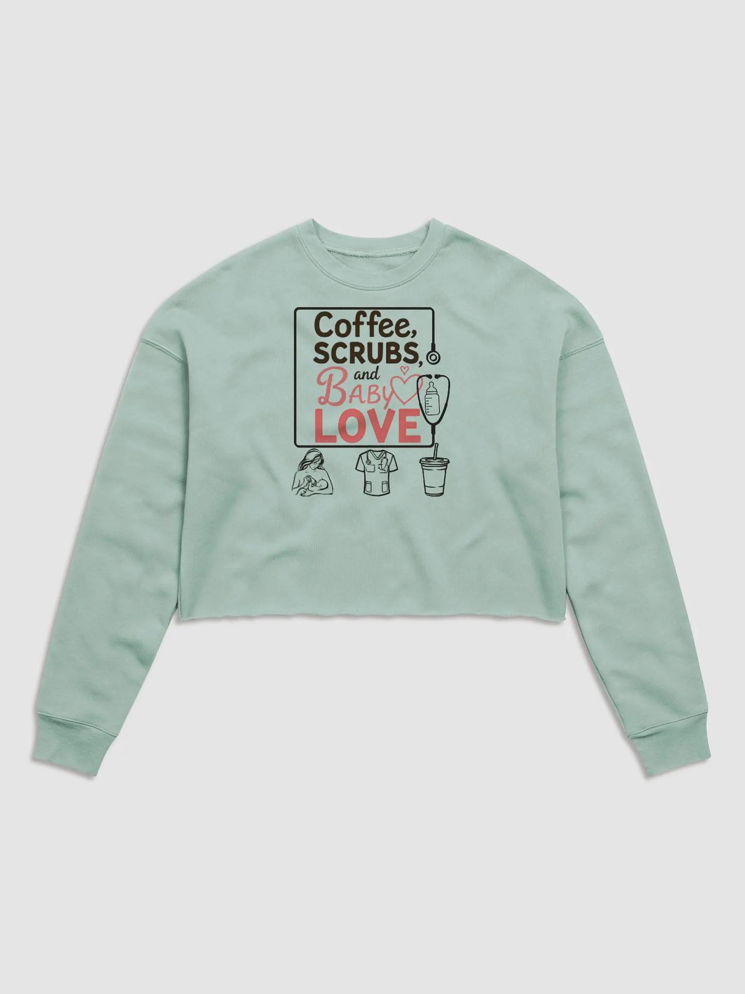 Coffee, Scrubs, and Baby Love Crop Sweatshirt product image (2)