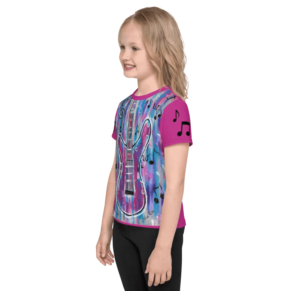 My Guitar (art by Dina R.) acrylic painting - Kids Crew Neck T-Shirt product image (3)