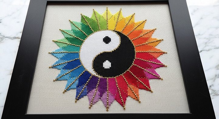 Color Burst Yin Yang Cross Stitch product image (2)