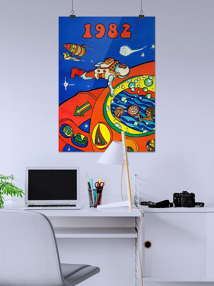 Soviet space, USSR 1982 — Soviet vintage space art poster, soviet poster, propaganda poster, soviet retro space, space wall art product image (2)
