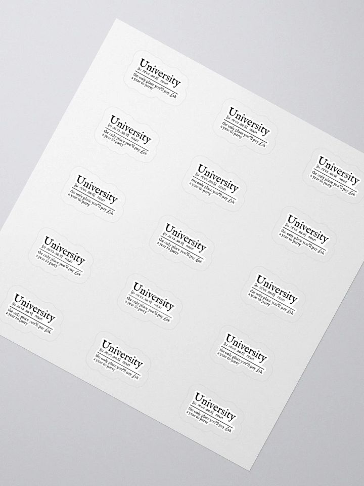 University Definition Sticker (SMALL Sheet) product image (2)