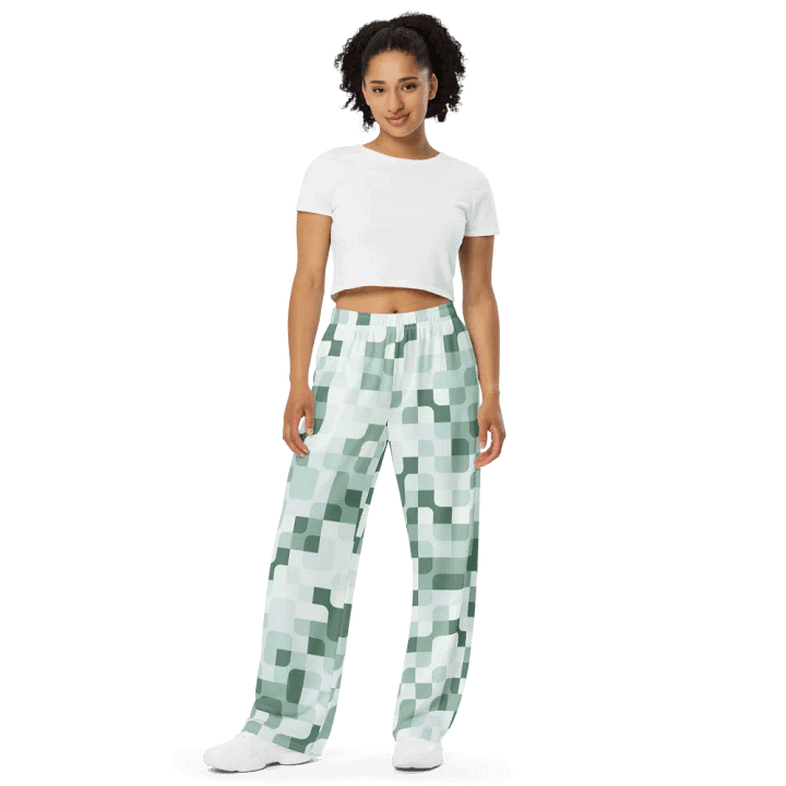 BUIII Pixelated Geometry: Mint Oasis Wide-Leg Pants product image (2)