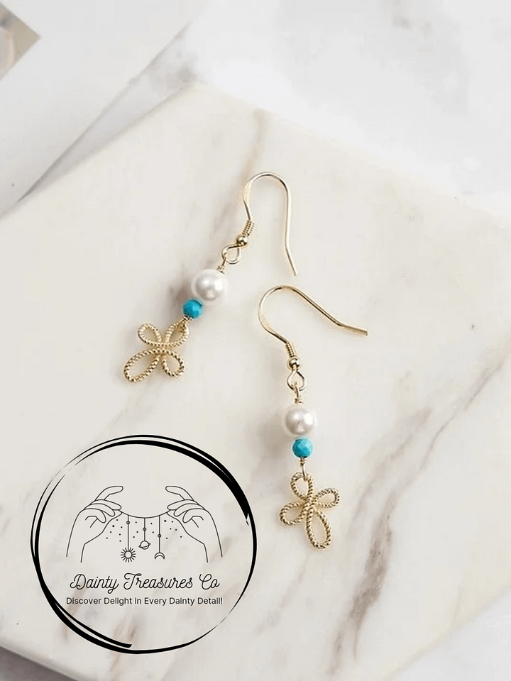 Turquoise & Pearl Drop Cross Hook product image (1)