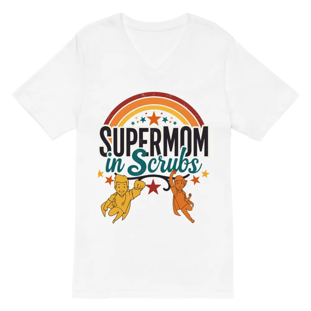 Supermom in Scrubs Rainbow V-Neck Tee product image (2)