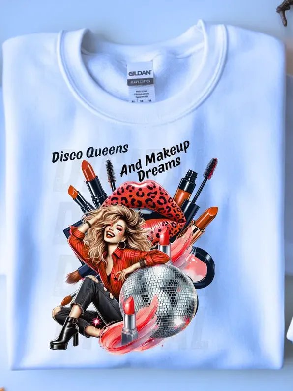 Women's Organic Ribbed Neck T-Shirt Disco Queens and Makeup Dreams Graphic product image (3)