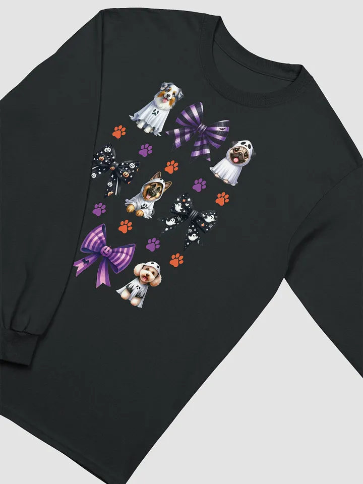 Cute Halloween Dog Ghosts and Bows Long Sleeve T-Shirt Design3 product image (9)