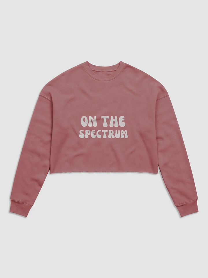 ON THE SPECTRUM (white groovy design) women's fleece crop sweatshirt product image (26)