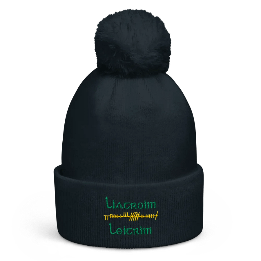 Leitrim/Liatroim Orthodox style Ogham embroidered Pom-Pom Beanie product image (1)