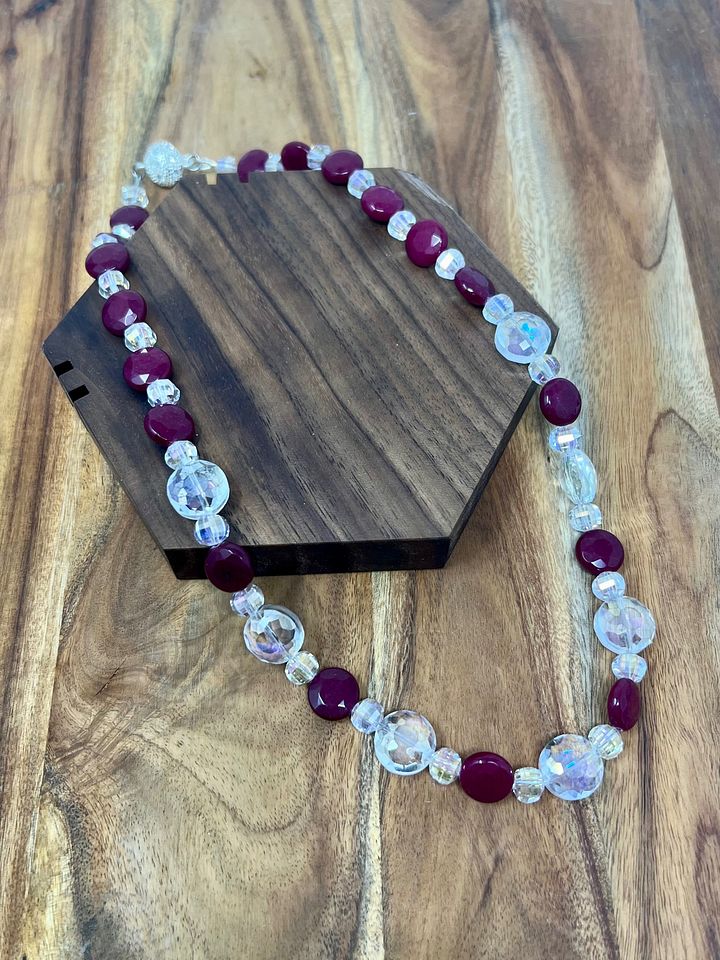 Handmade Necklace (Deep Red and AB Crystal) product image (1)