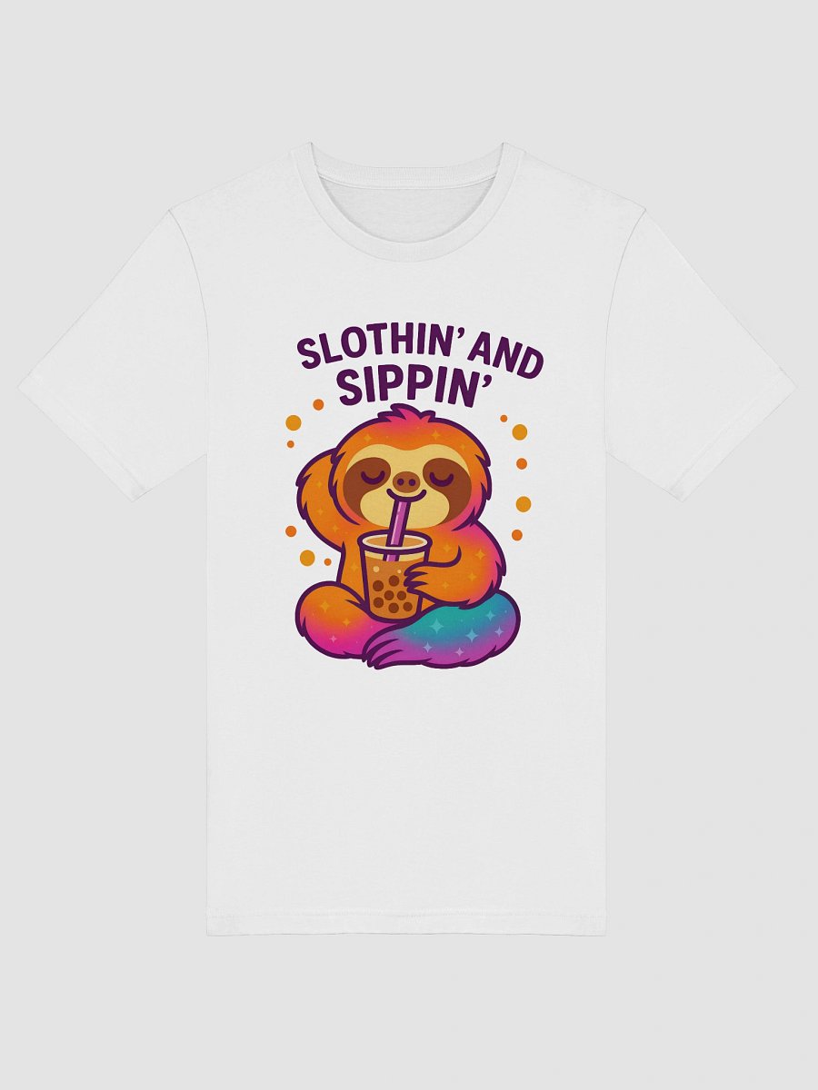 Slothin’ and Sippin’ – Funny Sloth Boba Tea T-Shirt | Sloths Having Snacks Collection product image (5)