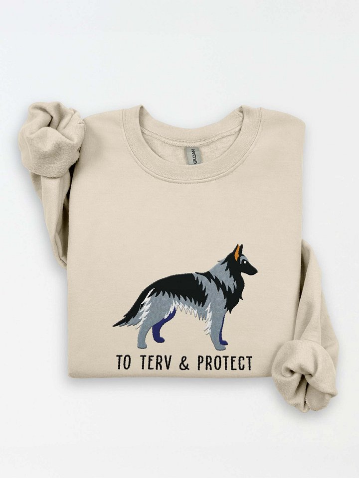To Terv & Protect Sweatshirt (Embroidered) of a Belgian Tervuren(Gray & Black) product image (1)