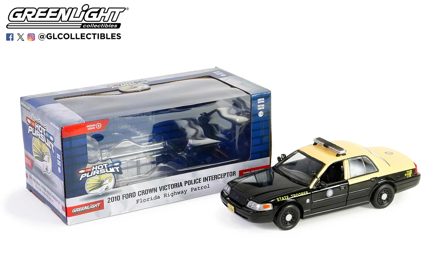 *** CHASE *** Variant!!! GREEN RIMS 1/24 - 1:24 scale Greenlight brand 2010 Ford Crown Victoria CVPI FHP Florida Highway Patrol product image (3)