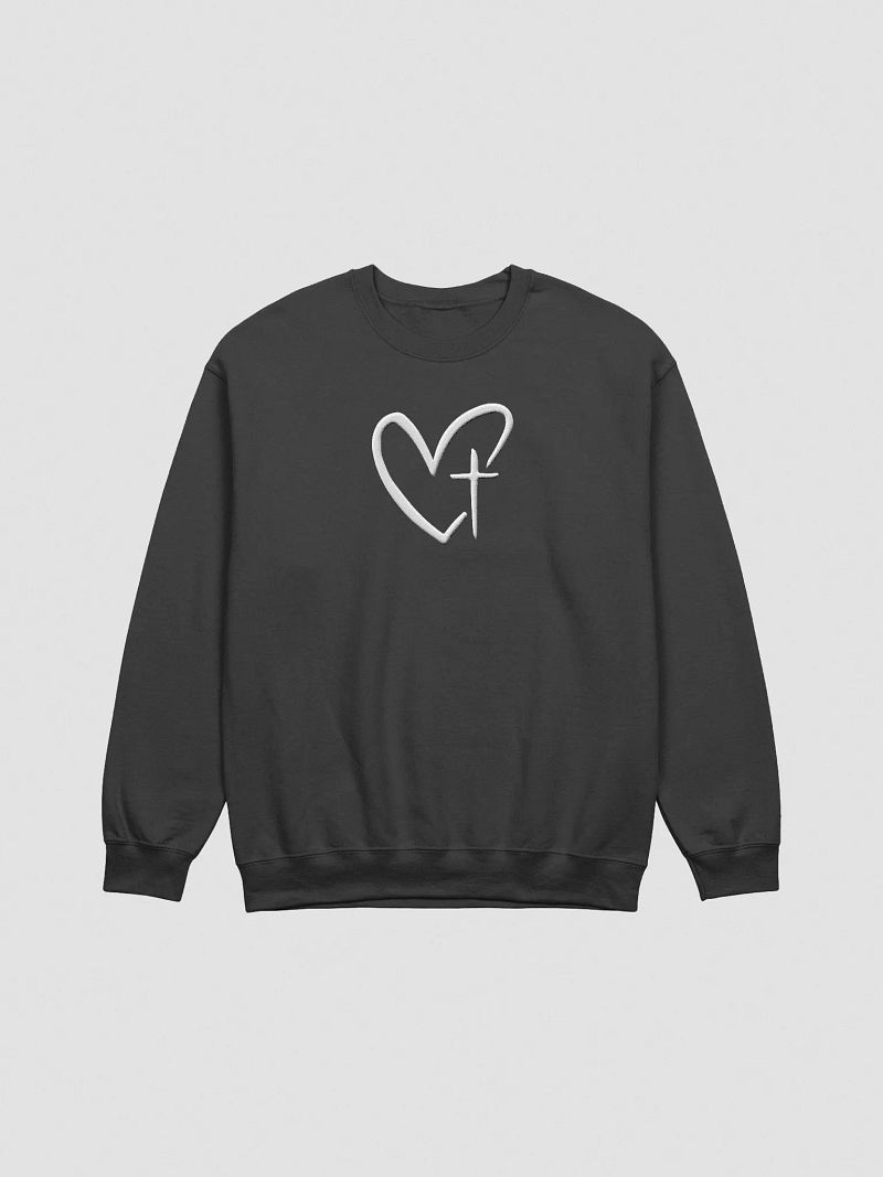 Embroidered White Heart and Cross Sweatshirt
