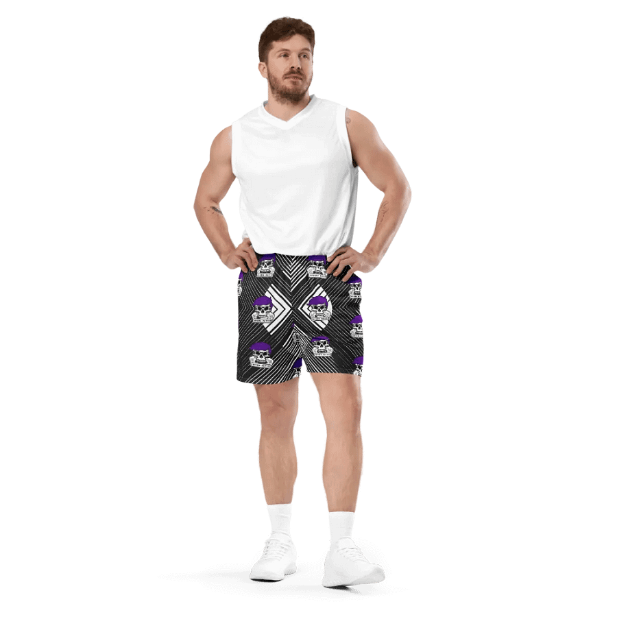 Enigma Nation All-Over Print Recycled Unisex Mesh Shorts product image (7)