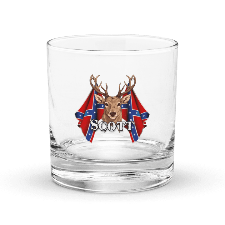 "Scott" Last Name Rebel Redneck Deer - Rocks Glass product image (1)