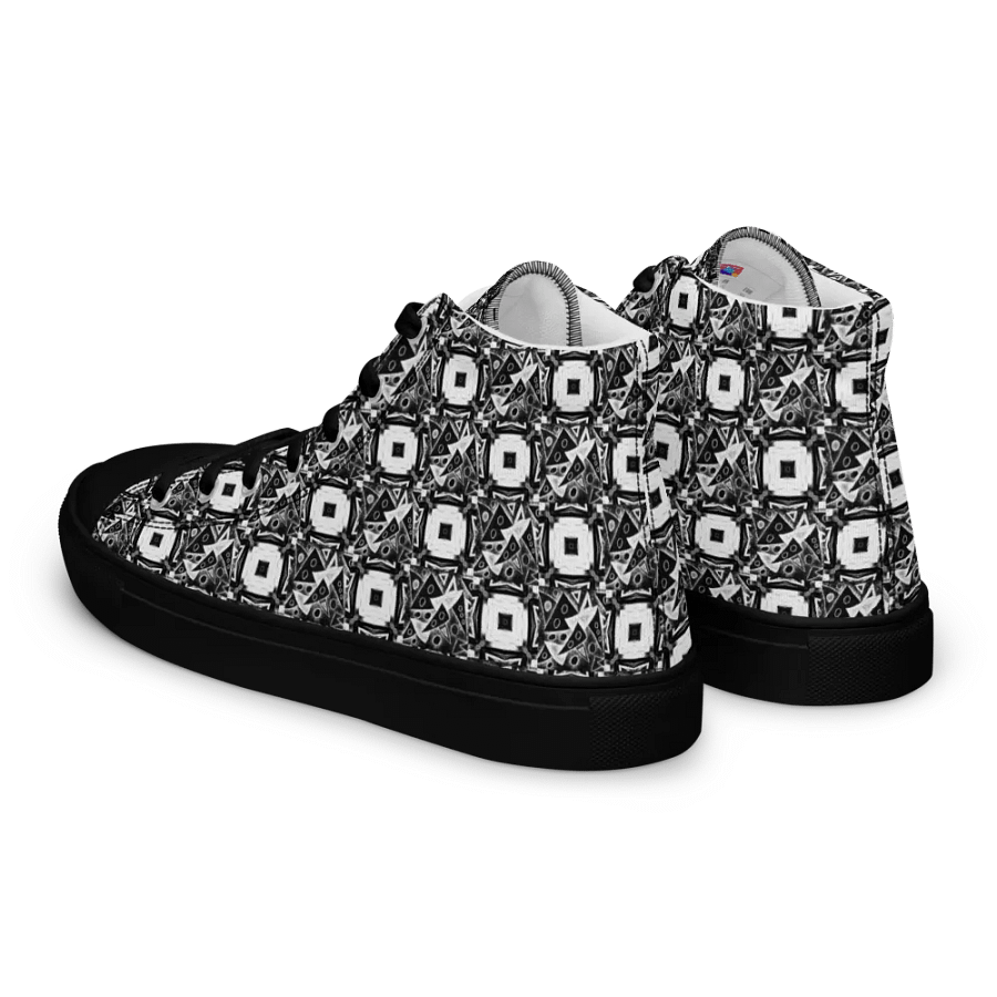 Abstract Monochrome Pattern Shapes and Squares Men's Canvas Shoe High Tops product image (6)