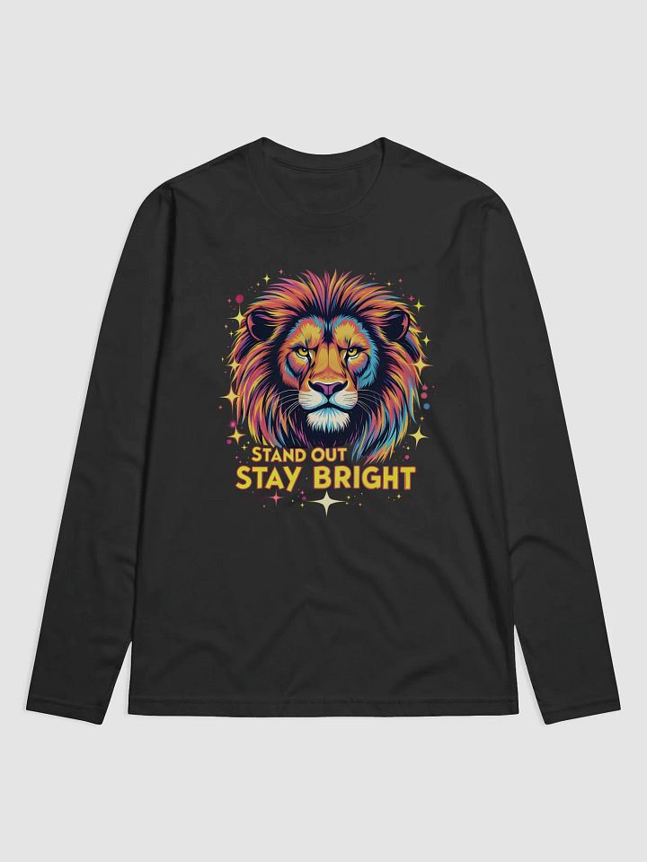 Colorful Neon Lion Long Sleeve Shirt - Stand Out Stay Bright Graphic Tee - Bold Animal Art Cotton Top product image (1)