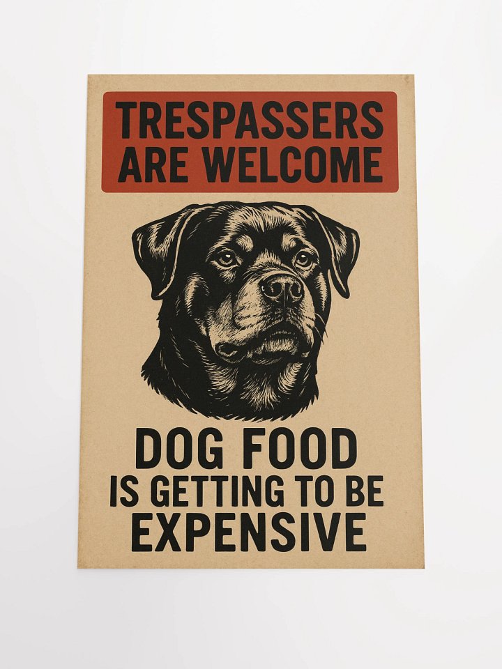 Trespassers are welcome Dog Food IS Getting To Be Expensive - Poster product image (1)