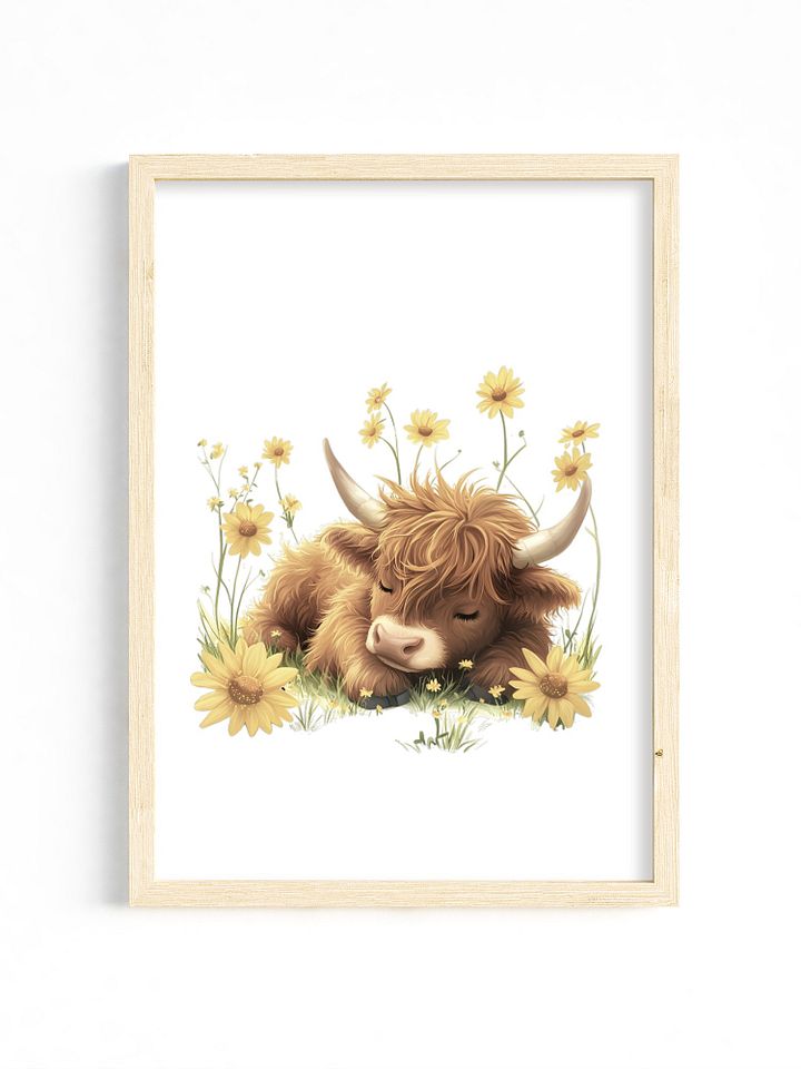 Highland Cow Yellow Wildflower Nursery Print product image (1)