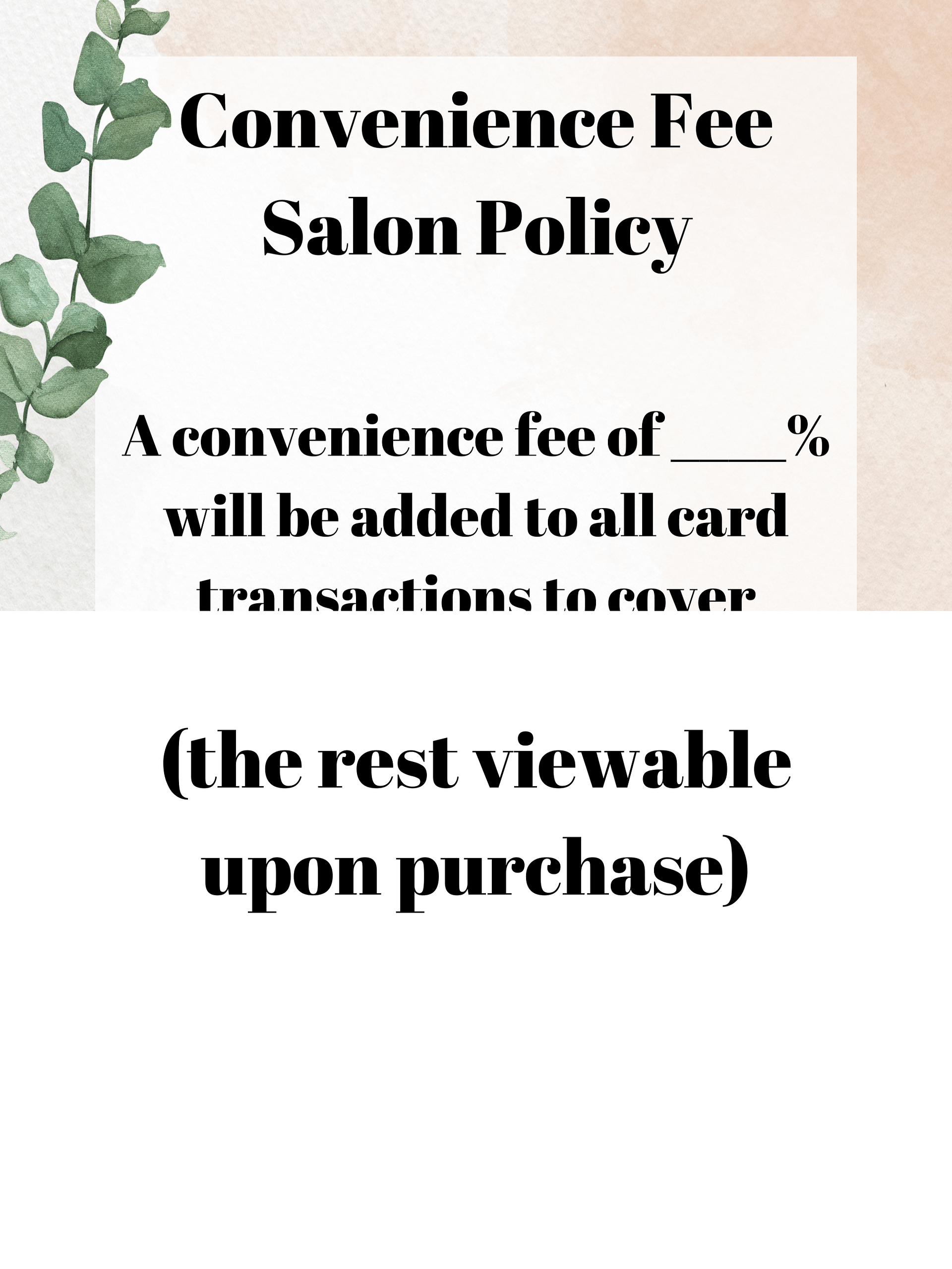 Convenience Fee Salon Policy product image (1)