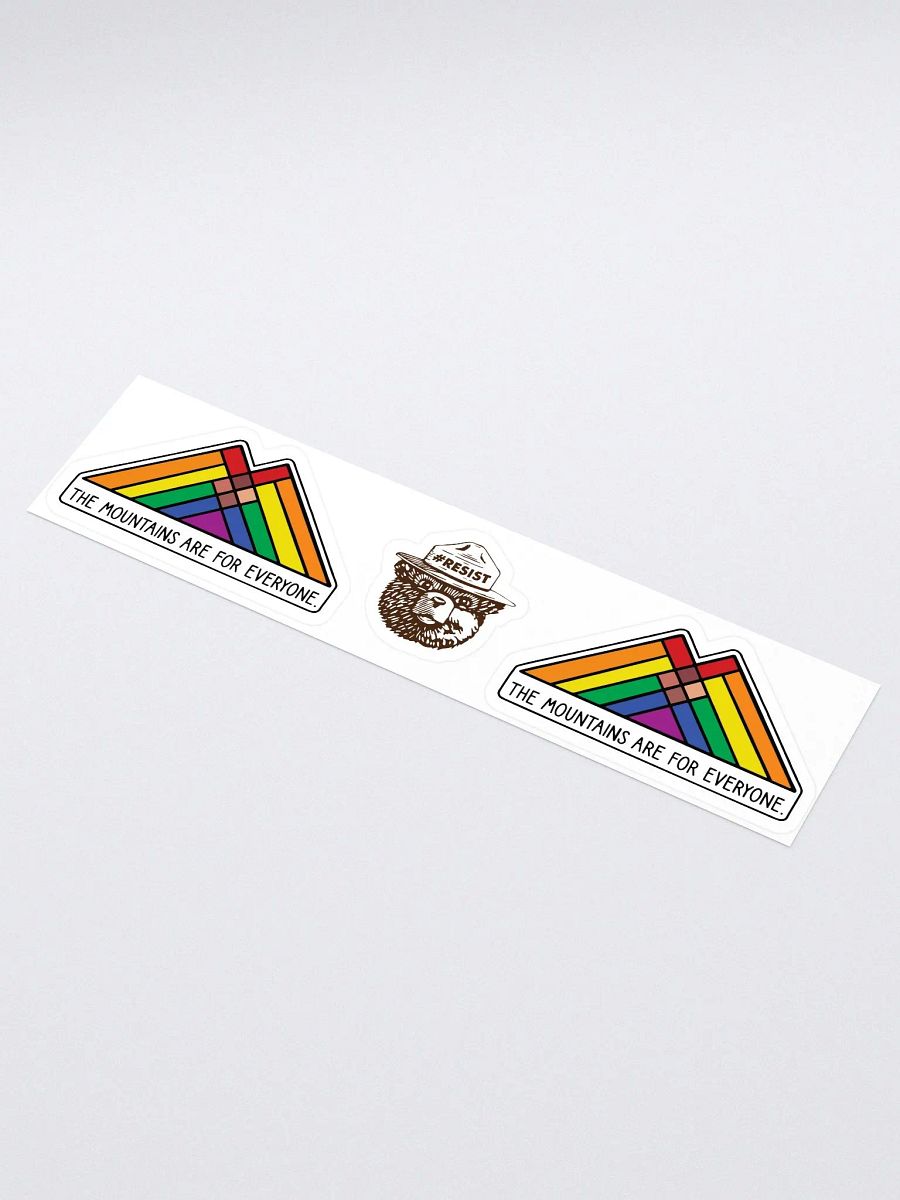 Mountains are for EVERYONE! Double Smokey Rainbow Sticker 15" Collage Vinyl Decal product image (1)