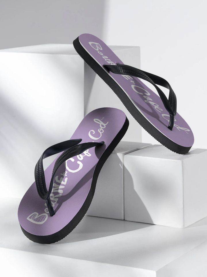 BOURNE to Flip Flop™ | Cape Cod Vibes for Your Soles | Horizontal Logo Sandals | White Logo on East Side Lavender product image (2)