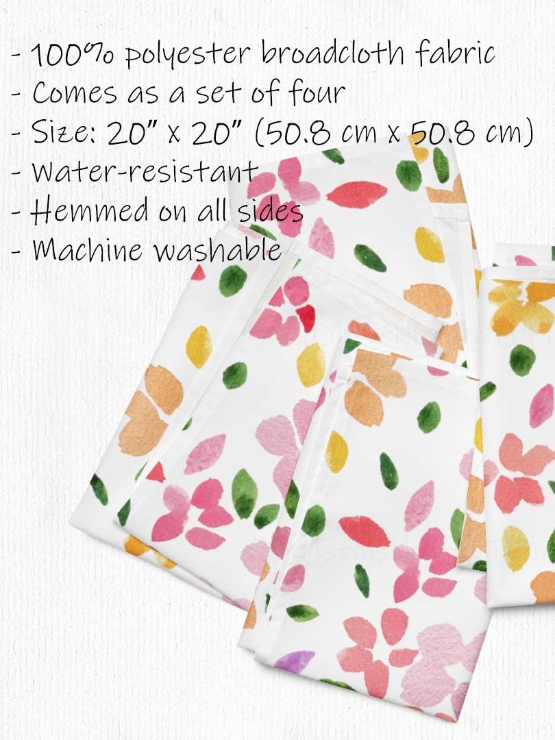 Spring Flowers on White Cloth Napkin Set of 4 product image (3)