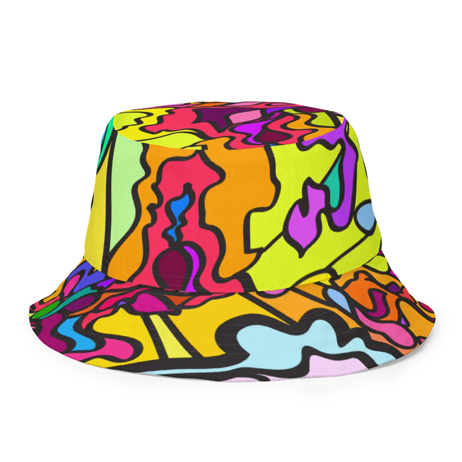 Chaos in Color Reversible Bucket Hat - Wave at Sunset product image (4)