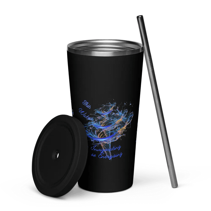 Insulated Tumbler with beautiful swirly blue whirlpool design featuring ' This water is so energising' product image (2)