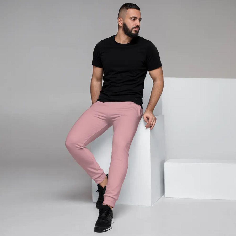 Plain Dusty Light Pink Soft Summer Recycled Polyester Premium Men's Joggers by Treasure Pie product image (7)