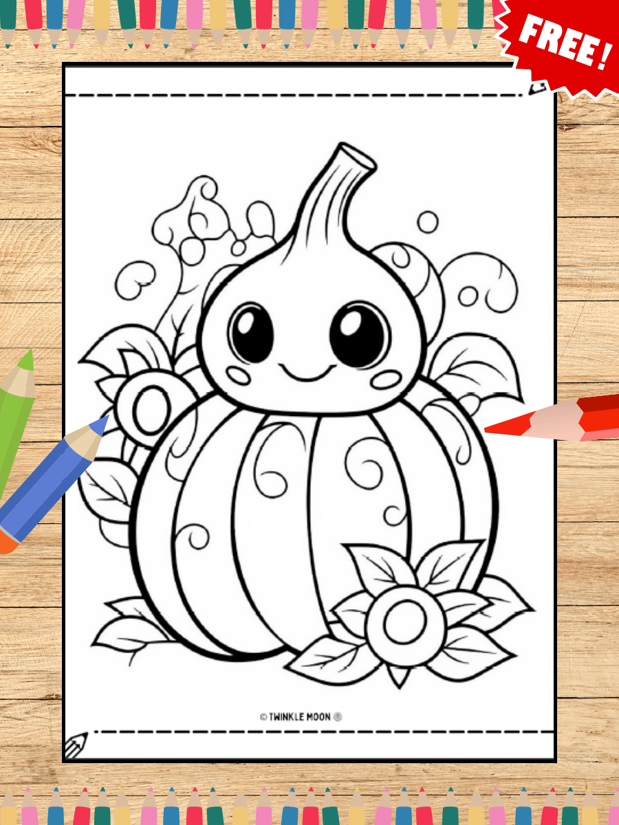 FREE - 10 Cute Pumpkin Coloring Pages (PDF Coloring Pages) product image (4)
