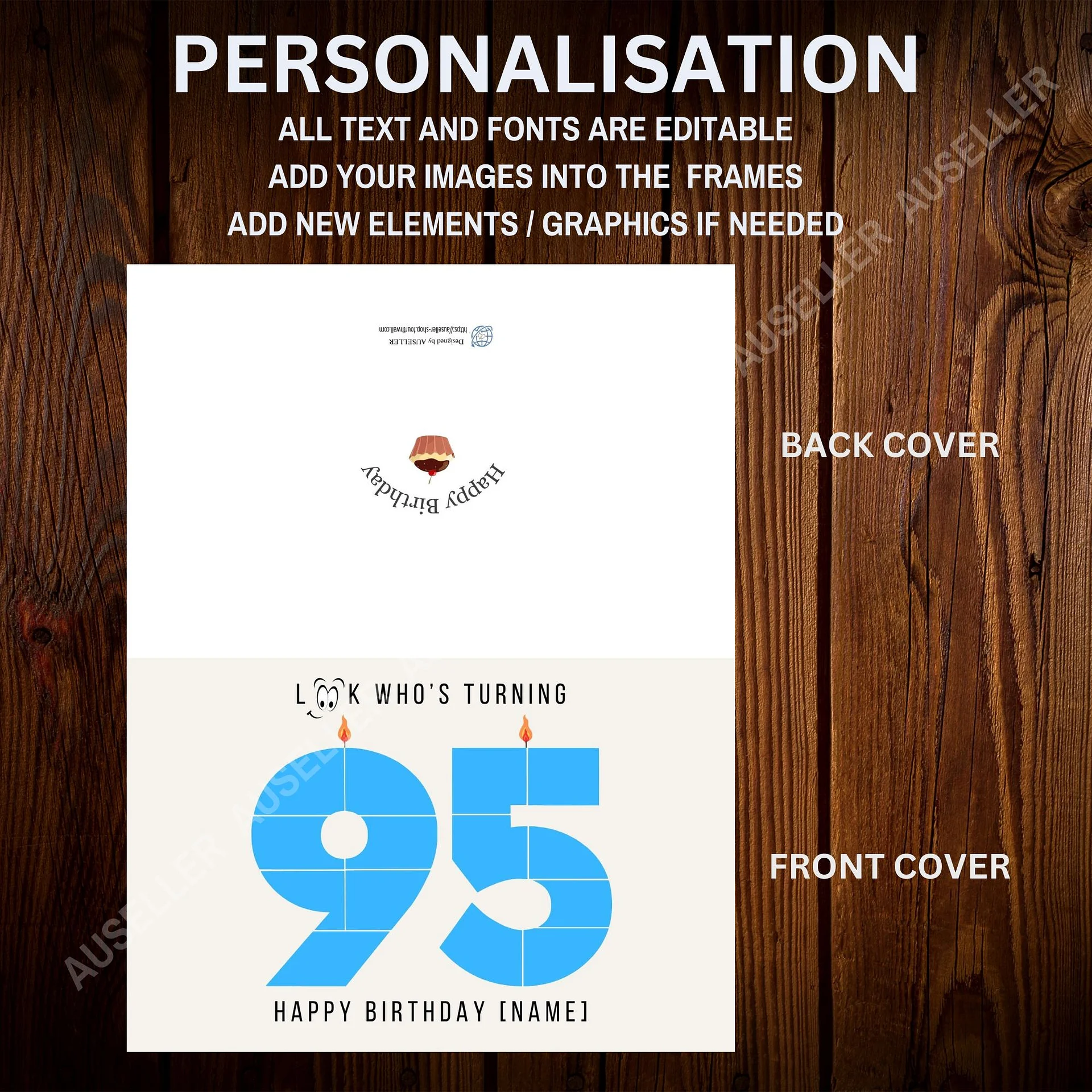 95th Birthday Number Photo Card Canva Template product image (6)