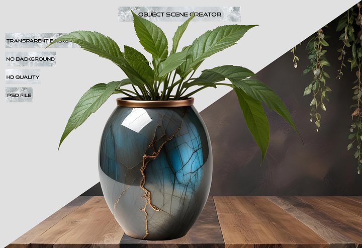 Stellar Luxe – Labradorite & Copper Earth Vase PNG product image (2)