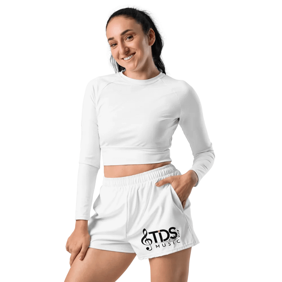 TDS Music Unisex Athletic Shorts - Exclusive Musical Design, White, Lightweight product image (3)