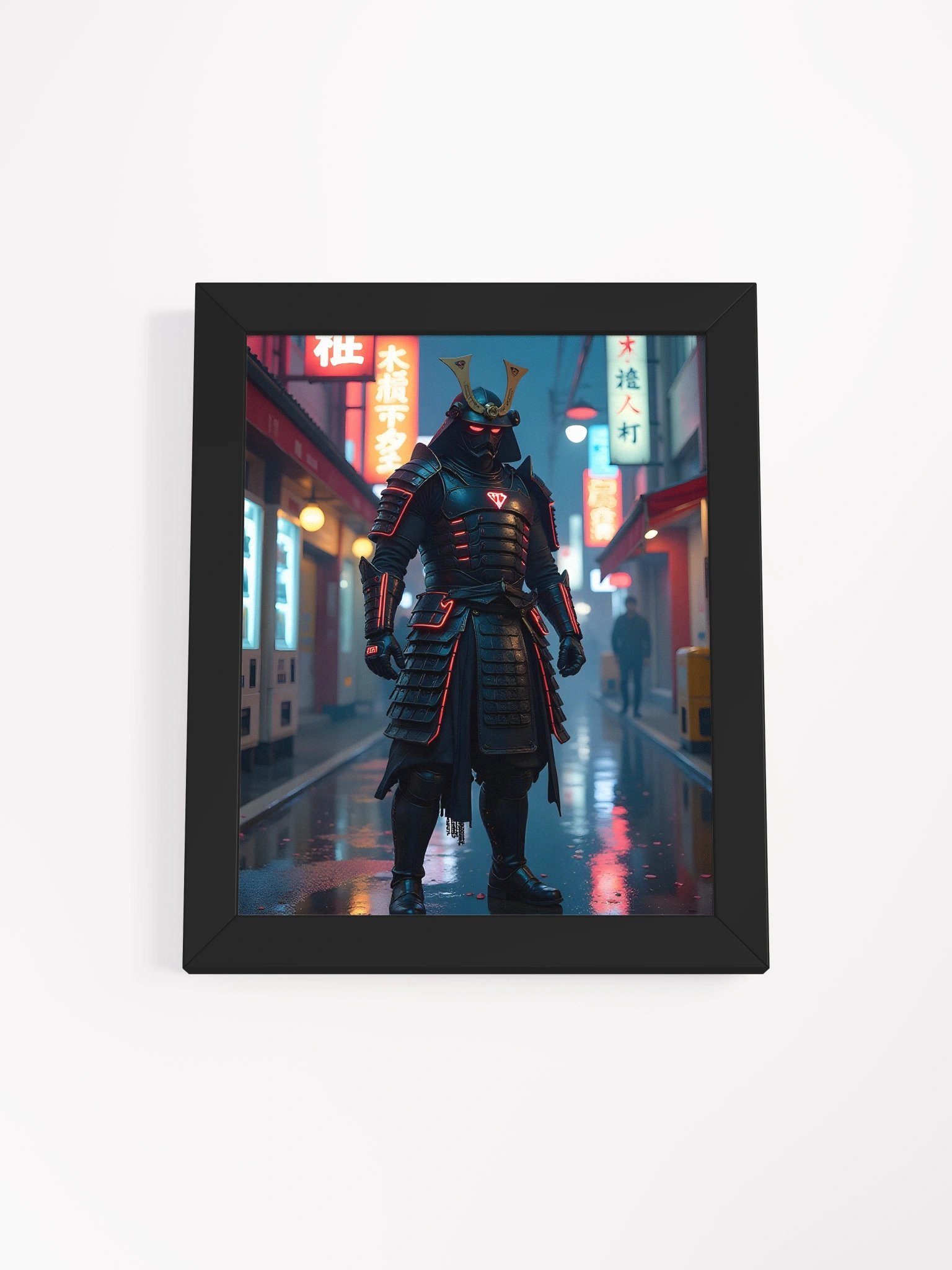 Neon Samurai: Futuristic Armor Matte Poster product image (1)