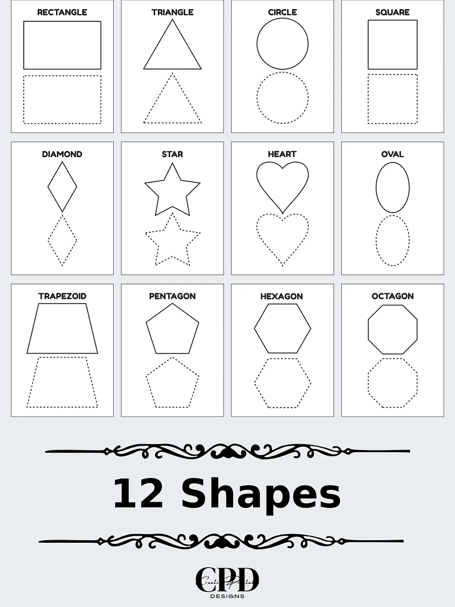 Printable Learn Shapes Tracing and Coloring Pages product image (3)