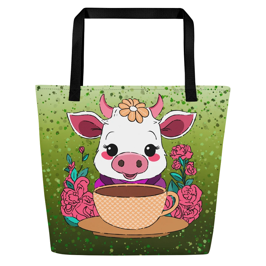 Coffee Break Cow Large Tote Bag with Pocket product image (2)
