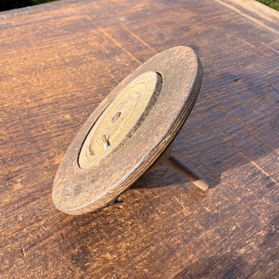 🎎 Antique Japanese Battling Top – Hand-Turned Wood and Iron Koma product image (1)