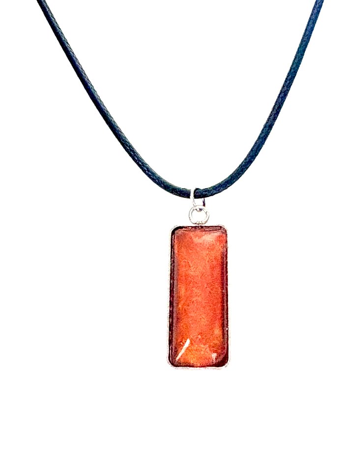 Electric Tide Pendant Necklace | Amber Orange Tangerine | Rectangle Cabochon | Monique Faella Designs™ | MFD-00156 product image (1)