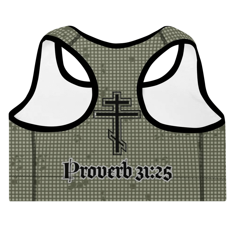 Faithful Camo: Proverb 3:25 Padded Sports Bra - Desert Night Camo product image (7)