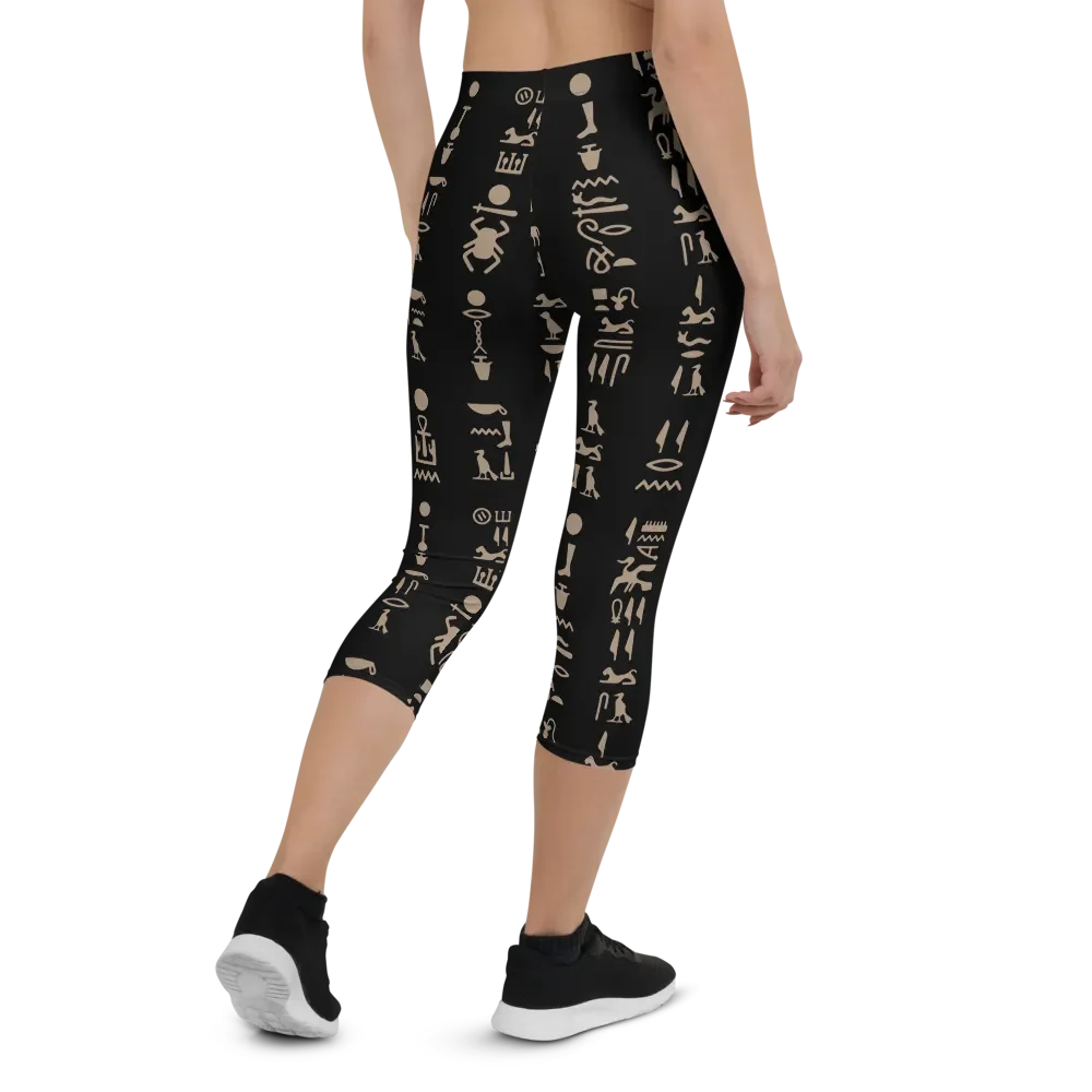 Isis Black Hieroglyphs All-Over Print Capri Leggings product image (2)
