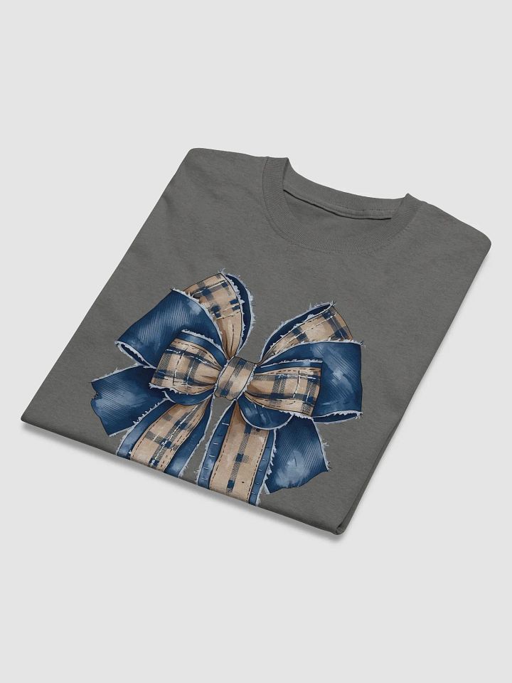 Distressed Blue Plaid And Denim Coquette Bow Tee product image (6)