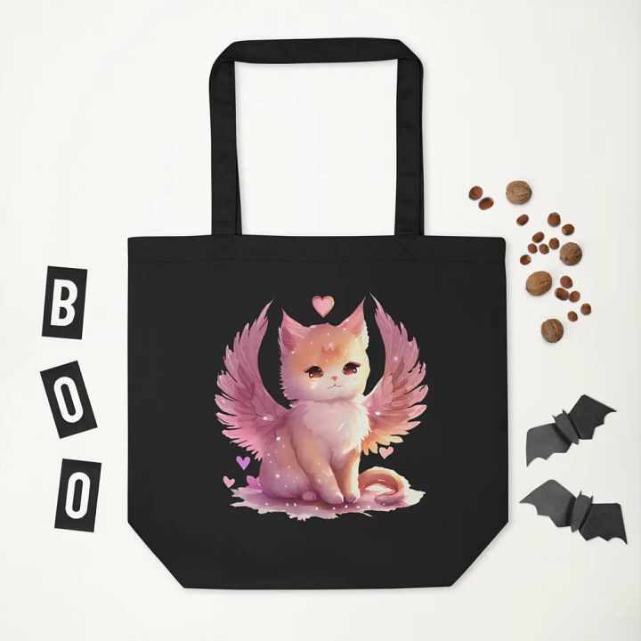 Whimsical Kitten Angels Organic Tote Bag product image (2)