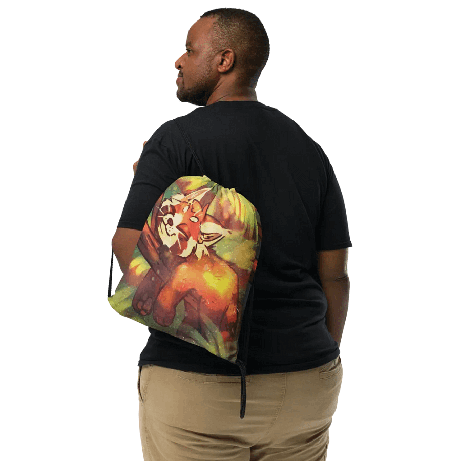 Serene Red Panda Drawstring Bag product image (6)