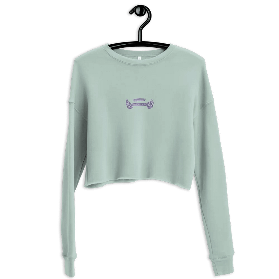 ANGELIC (purple & white thread) embroidered fleece crop crew product image (28)