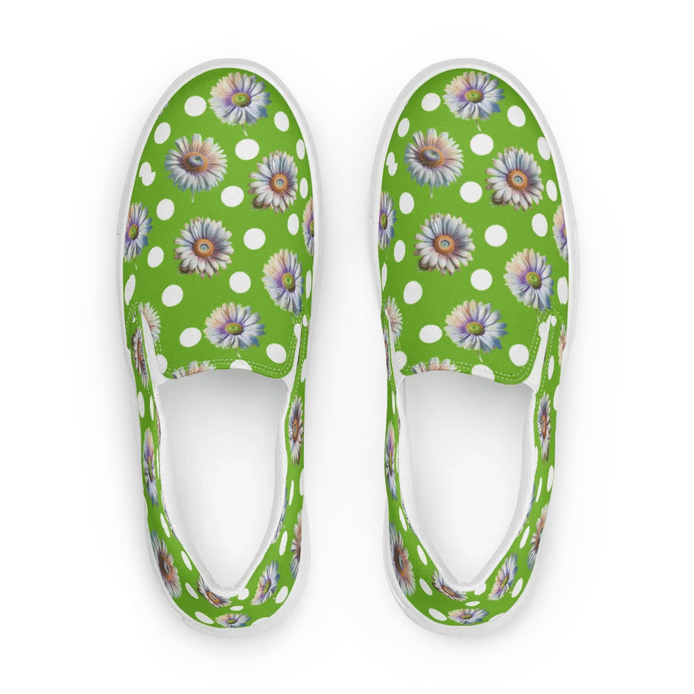Daisy Dots - Lime Green Slip-on Canvas Shoes product image (4)