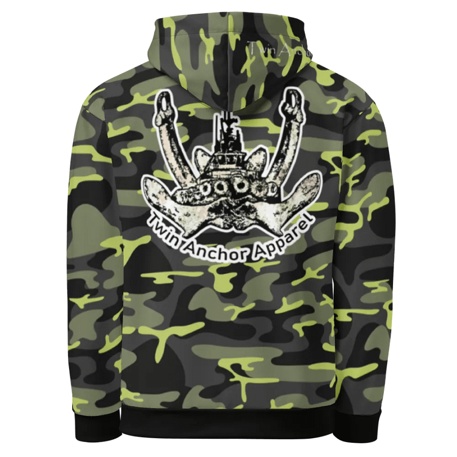 Green Camouflage Twin Anchor Logo Hoodie product image (1)