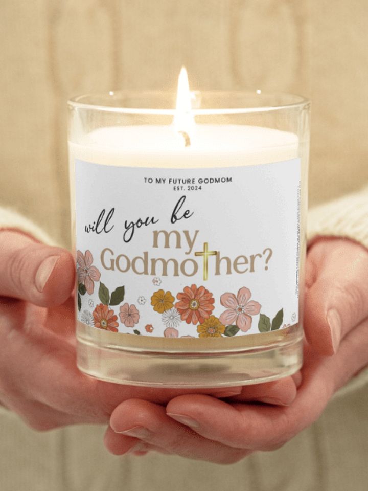 Floral godmother proposal candle product image (1)