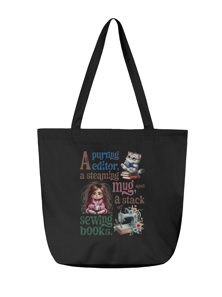 Whimsical Cat & Sewing Books Tote Bag product image (3)